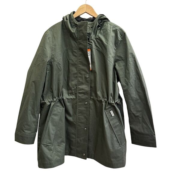 HUNTER Women's XXL Cotton Smock Hooded Rain Jacket Water Resistant Olive Green - Picture 1 of 7